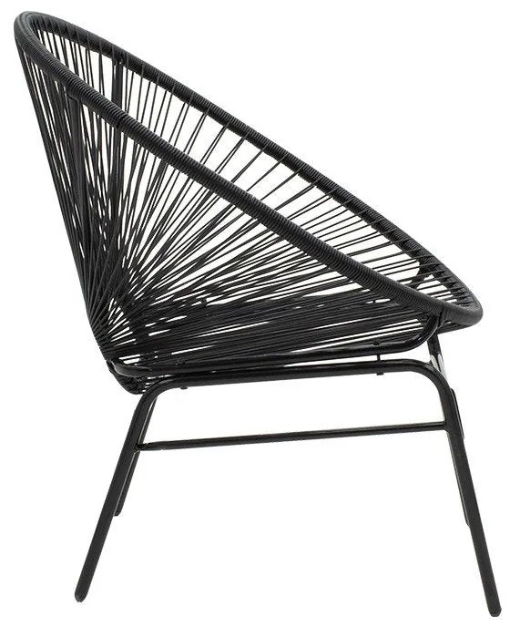 Set măsuță și 2 scaune de exterior Lady Pakoworld din metal și ratan, negru