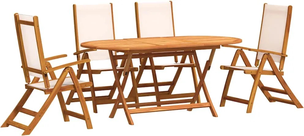 vidaXL Set mobilier de grădină, 5 piese, lemn masiv acacia/textilenă