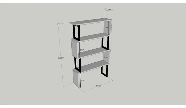 Bibliotecă CEYLAN 128x80 cm maro/neagră