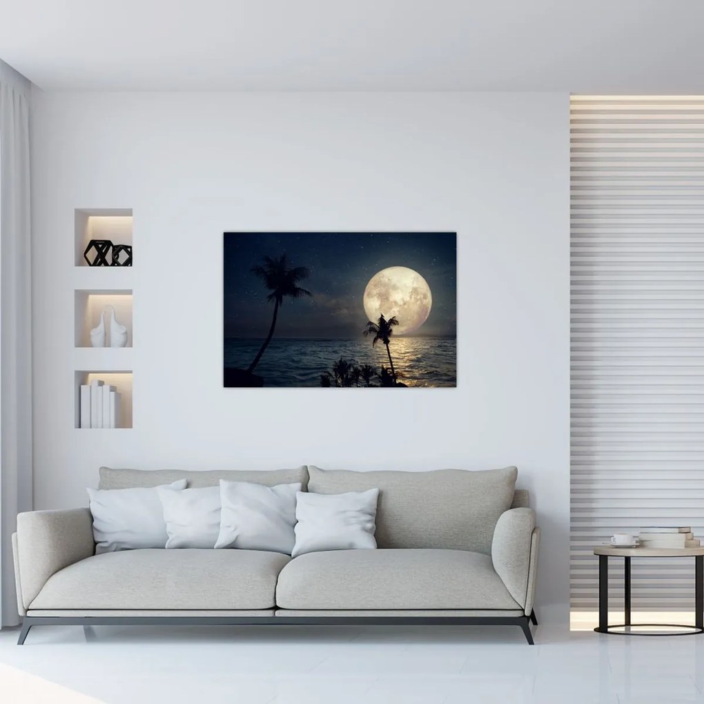 Tablou - Plajă cu lună plină (90x60 cm)