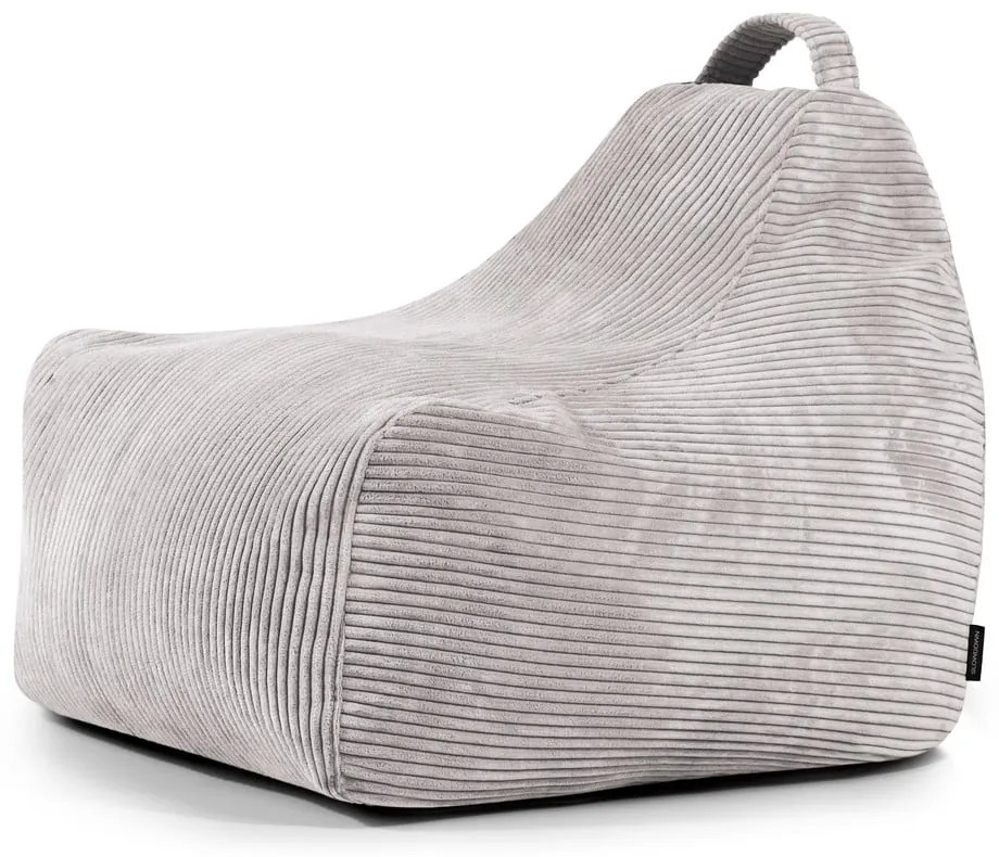 Fotoliu puf pentru copii gri deschis cu tapițerie din catifea reiată Game Amuse – SLOWDOWN