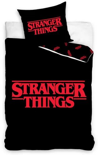 Lenjerie de pat din bumbac Stranger Things Black, 140 x 200 cm, 70 x 90 cm