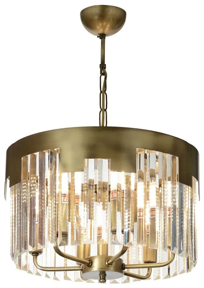 Candelabru suspendat cu lanț CRYSTALLINE, 6x E27, 40W, 230V, finisaj bronz
