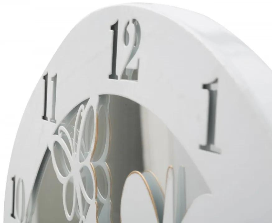 Ceas decorativ alb din metal si sticla, ø 55 cm, Butterfly Mauro Ferreti