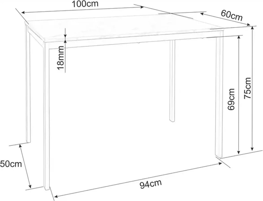 OFERTA Masa de dining neagra RAMOD 100x60 cm, decor marmura calitatea a II-a