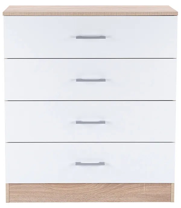 Comodă Miami cu 4 sertare 80x92 cm alb-stejar sonoma