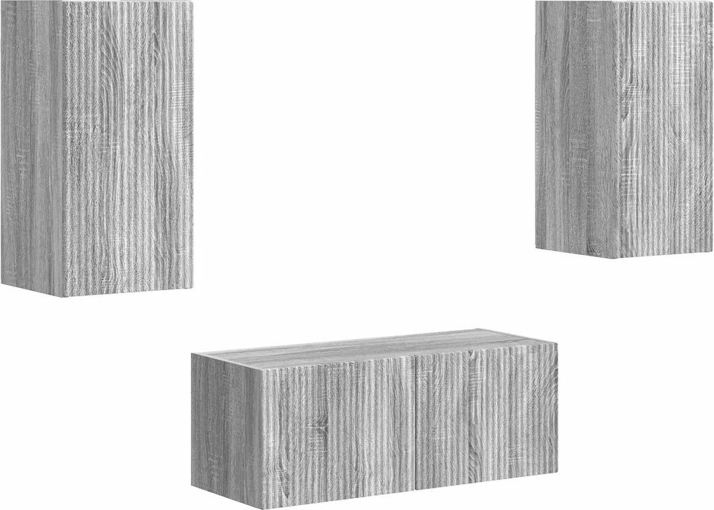 vidaXL Set comodă TV Pe perete 2 pcs Gri Sonoma Lemn compozit