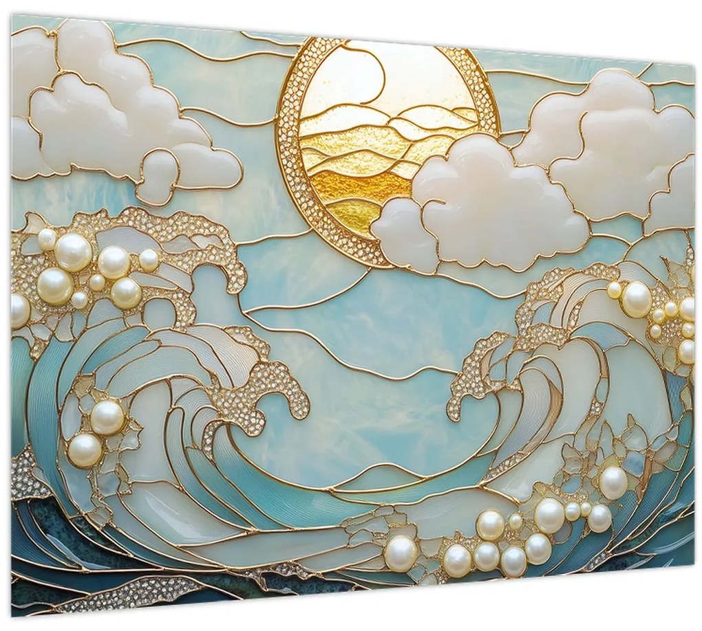 Tablou - Perle 3D în Ocean (70x50 cm)