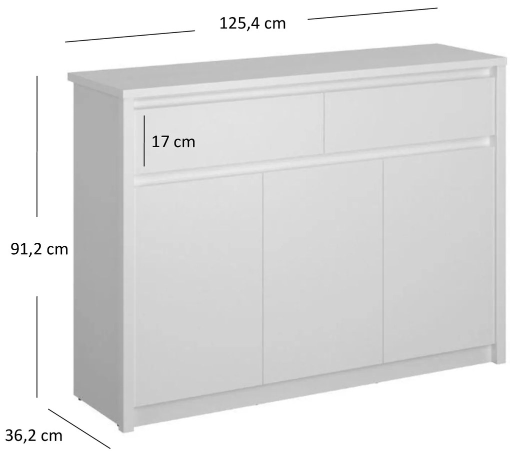 Comodă Ethan 3D2S (alb). 1052909