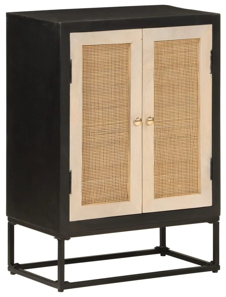 vidaXL Dulap, negru, 55x30x76 cm, lemn masiv de mango și fier