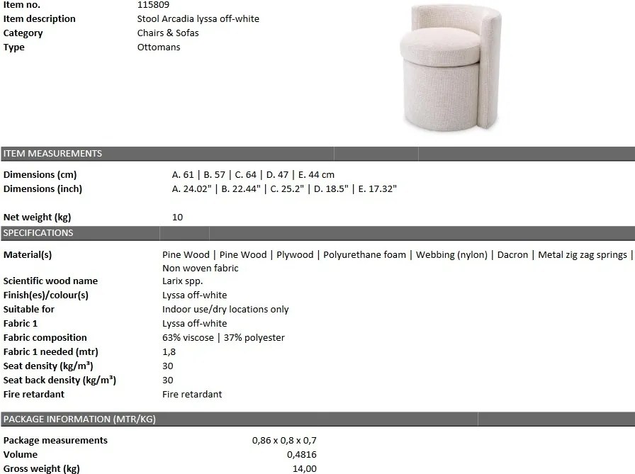 Fotoliu design LUX Arcadia, lyssa off-white 115809 HZ