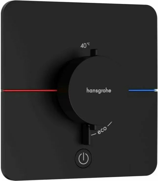 Baterie dus termostatata incastrata negru mat Hansgrohe ShowerSelect Comfort Q 1 functie si iesire suplimentara