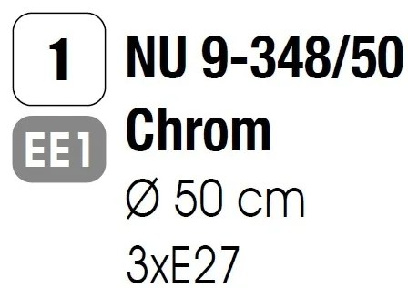 Plafoniera diametru 50cm, Agada NU 9-348/50 chrom OR