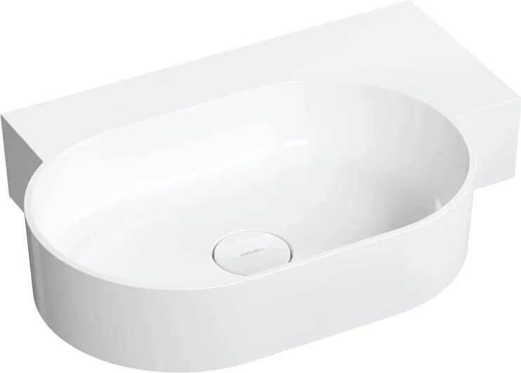 Lavoar suspendat Omnires Ovo M+ finisaj alb lucios 64.5 cm dreapta