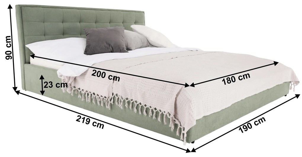 Pat matrimonial 180 cm Essie (cu somieră) (mentol). 1021284