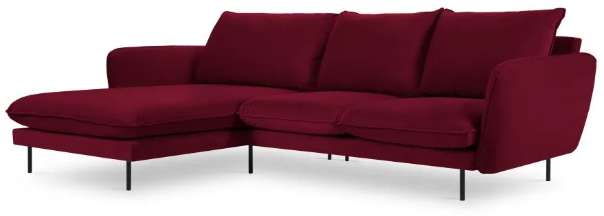 Coltar tapitat Vienna 5 locuri velvet/picioare negre – L255 x l170 x h95