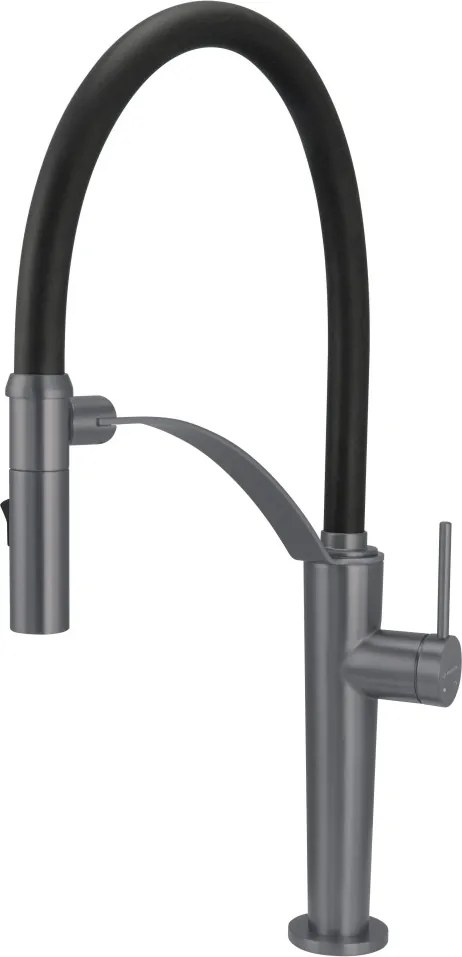 🚰 Baterie bucătărie CORDA, cu pipă flexibilă și 2 funcții, finisaj titan – Cod BRC_D72M