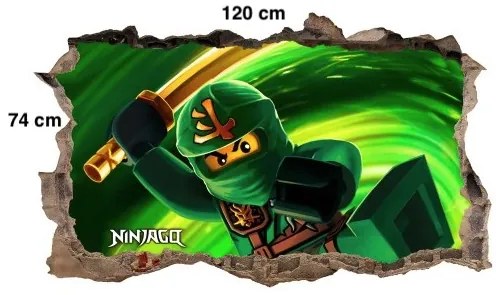 Autocolant frumos de perete pentru copii Ninja Go Warrior77 x 47 cm
