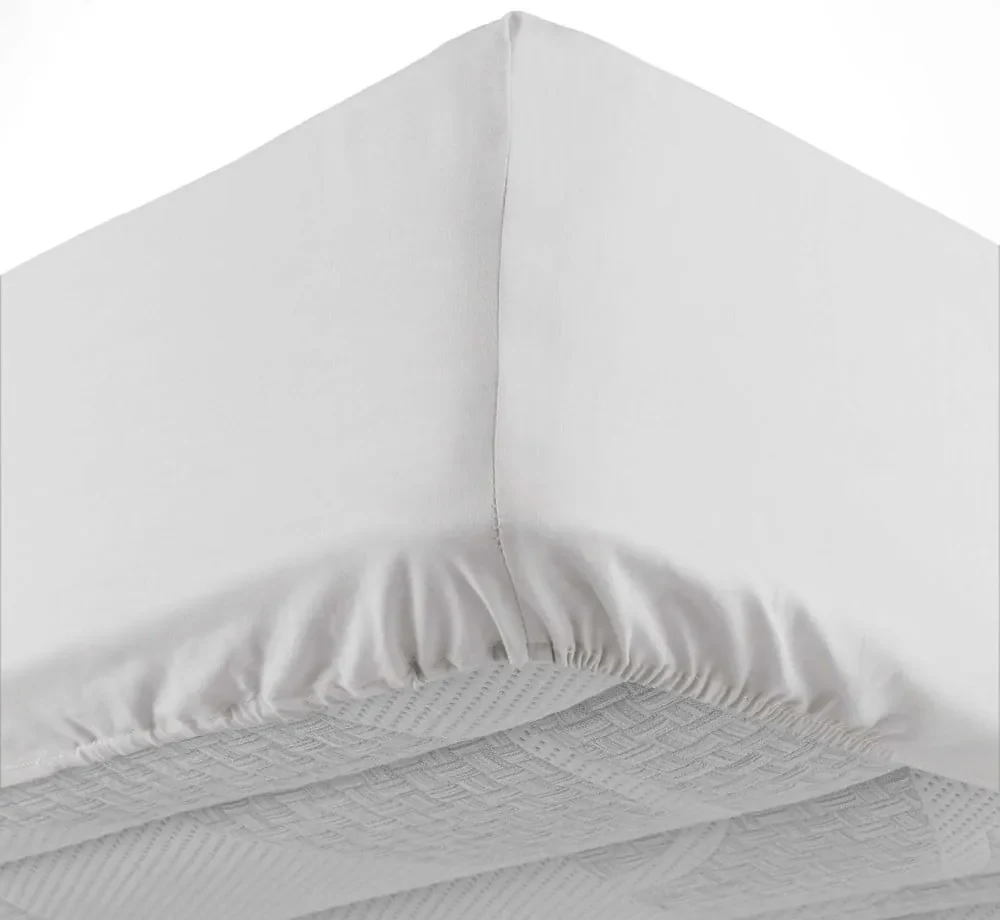 Cearceaf alb din bumbac cu elastic 160x200 cm Lina – douceur d'intérieur