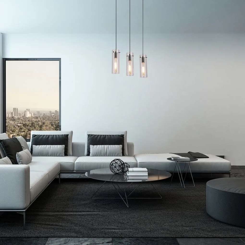 Lustra cu 3 pendule design modern Acantha negru