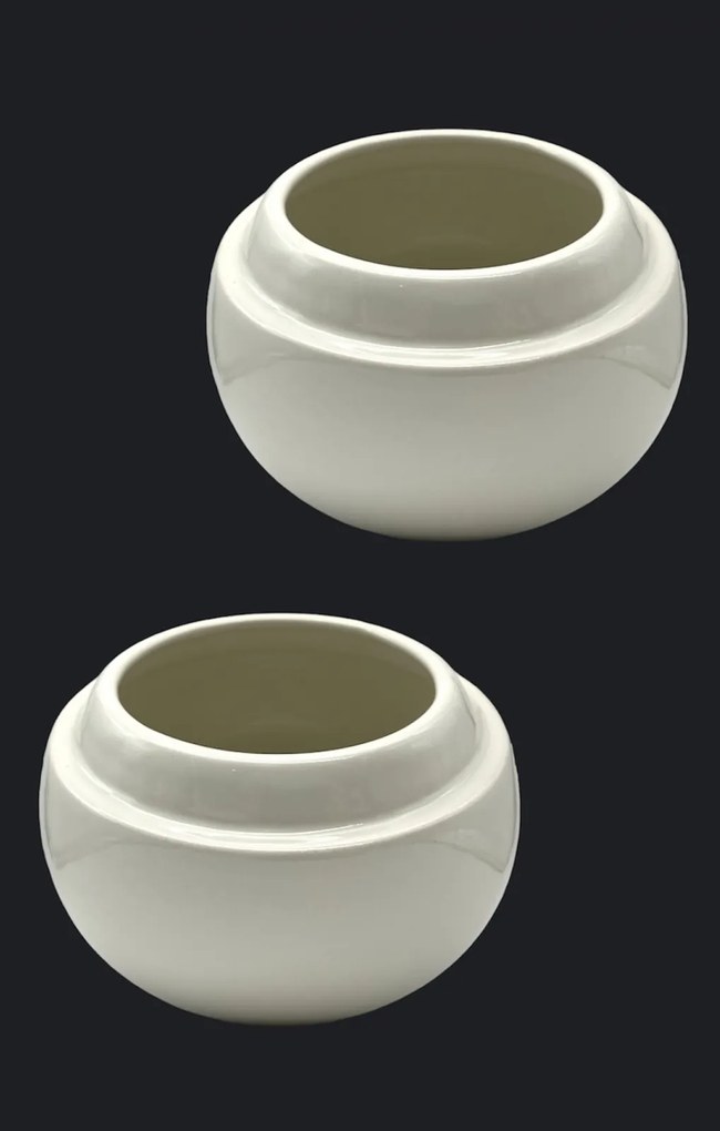 Vaza   Ghiveci Alb-Olive (20cm diametru, 14cm inaltime)