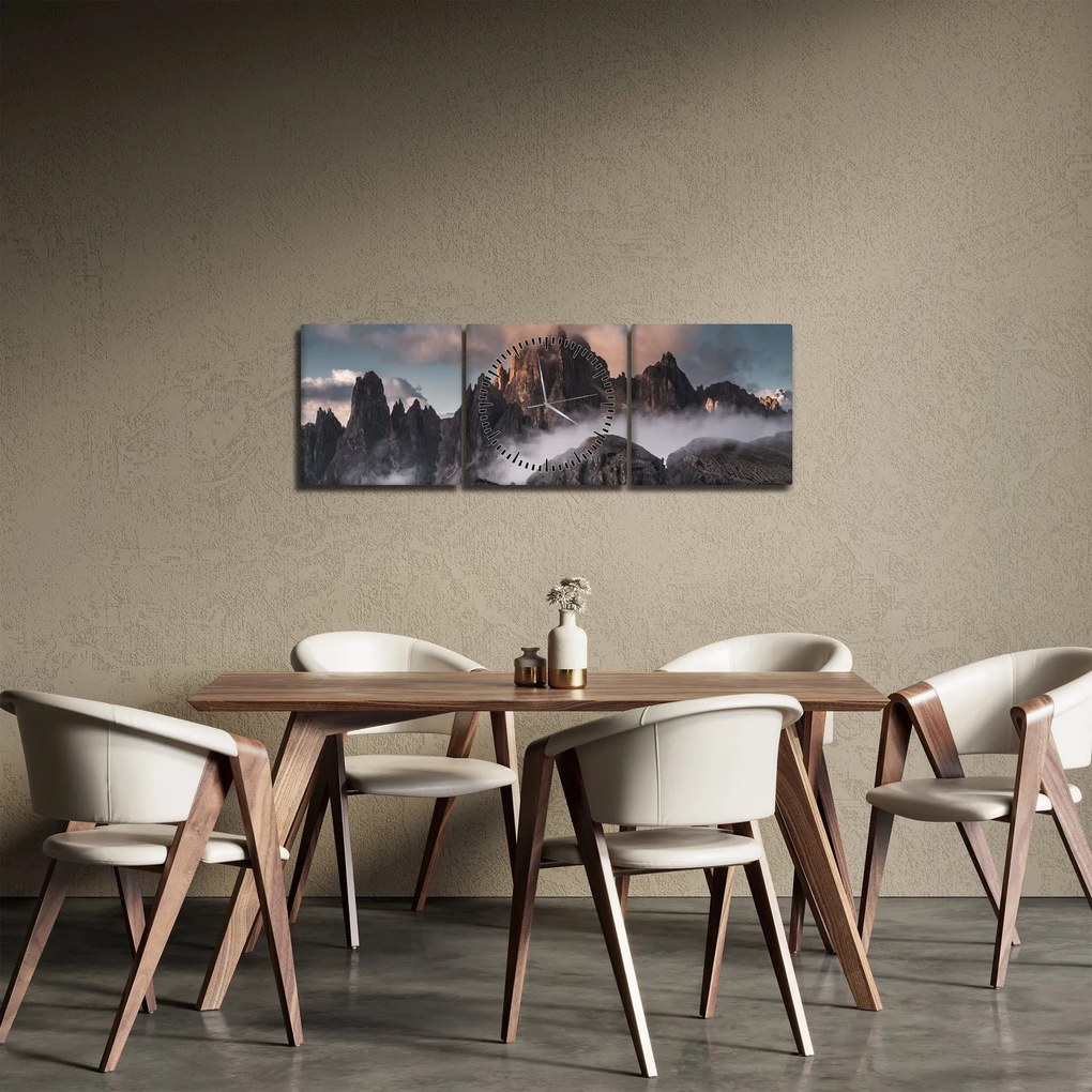 Tablou - Dolomiți Italieni ascunși în ceață (cu ceas) (90x30 cm)