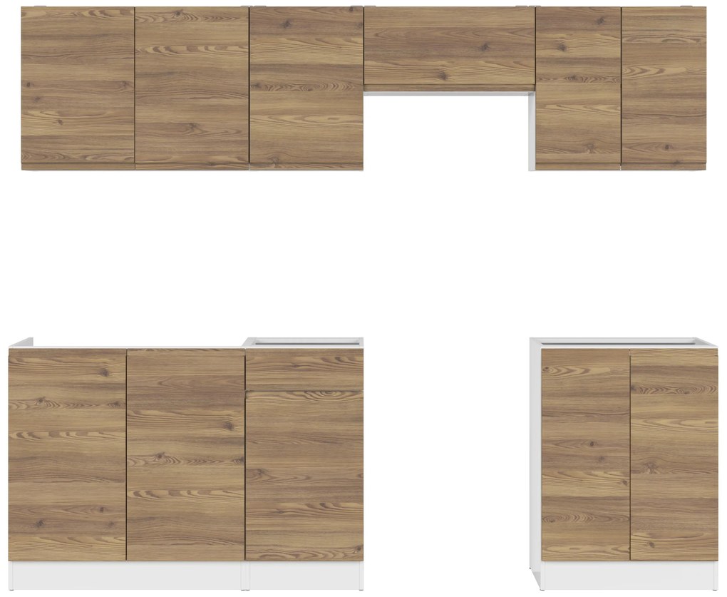 Set mobilier bucătărie 240 cm Junona Line (zadă sibiu auriu + Alb). 1098515