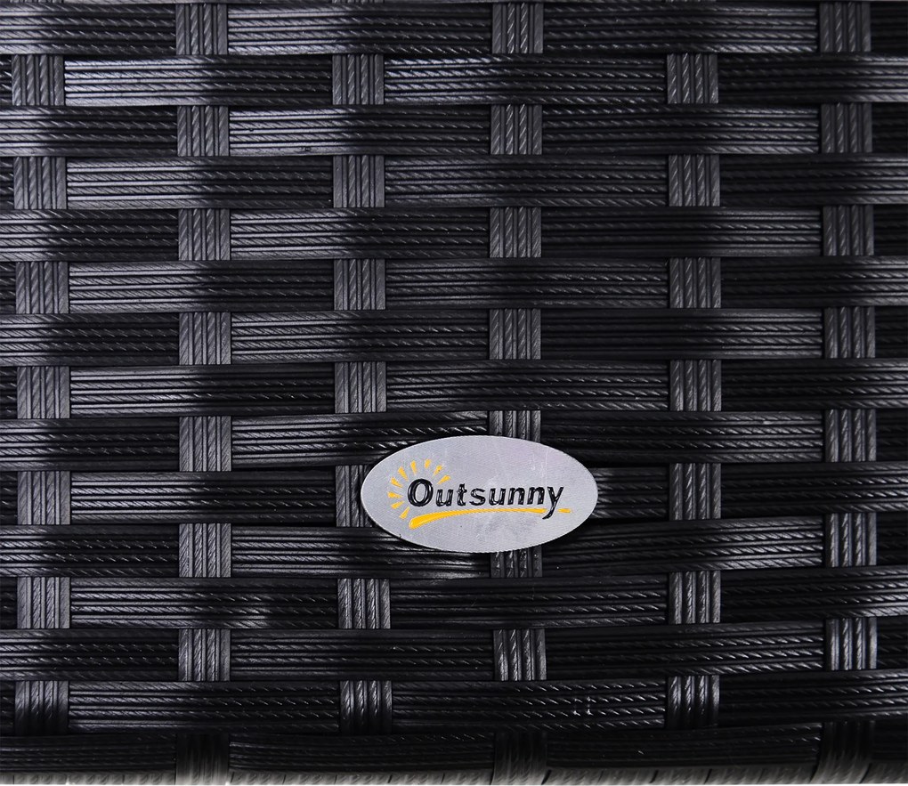 Outsunny Balansoar Hollywood 3 locuri din Polyrattan, balansoar de grădină cu copertină reglabilă, protecție solară, pernă de șezut, bancă suspendată, până la 360 kg, balansoar pentru grădină 198x124x179cm Negru | Aosom Romania