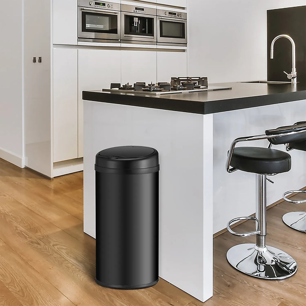 Coș de gunoi rotund cu senzor - 40 L - negru