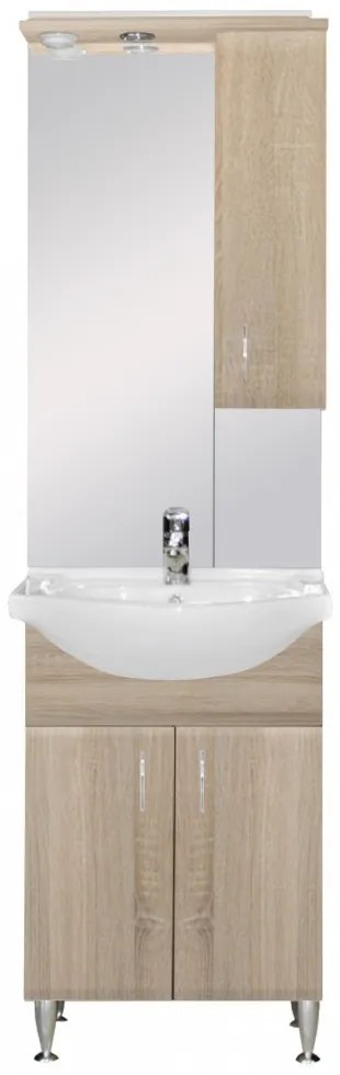 Mobilier complet de baie Bianca Plus 55, culoare stejar sonoma, deschidere pe dreapta