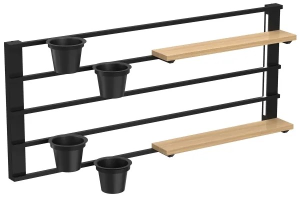 Raft de perete cu ghivece de flori și iluminare LED SHELF 50x118 cm negru