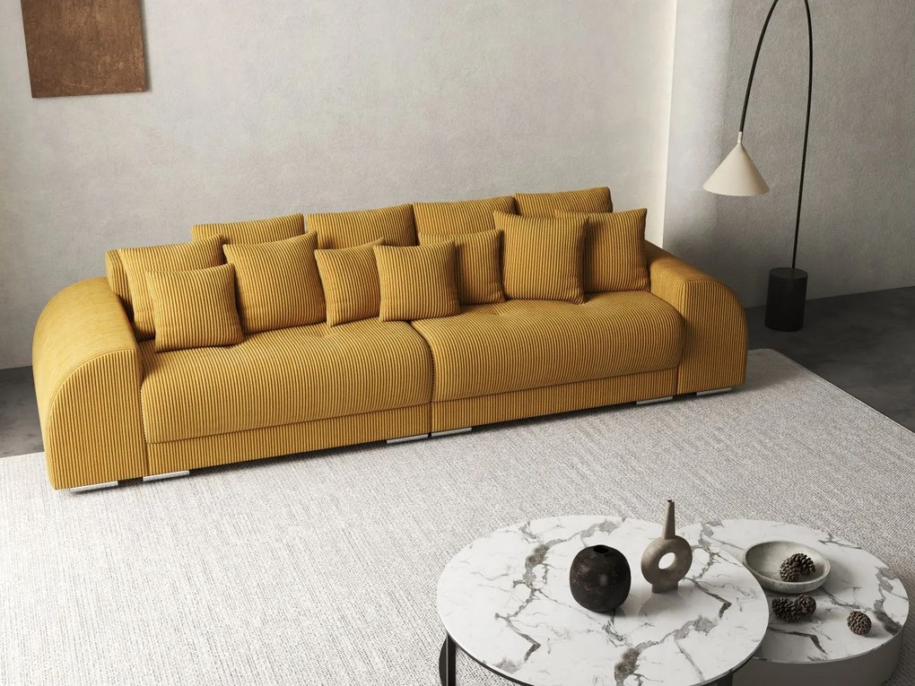 Canapea extensibilă dumonde cu 2 lăzi de depozitare si sezut confortabil din spuma high-density, Verona Zoom Mustar 310x100 cm