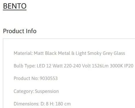 Pendul LED design modern BENTO gri fumuriu
