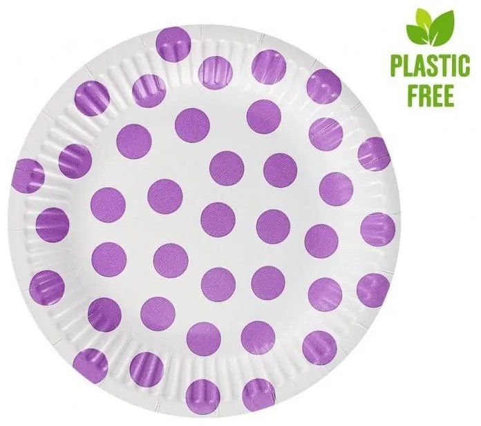 Colorat Lavender Polka Dots Farfurii din Hârtie cu Bule 6 buc 18 cm