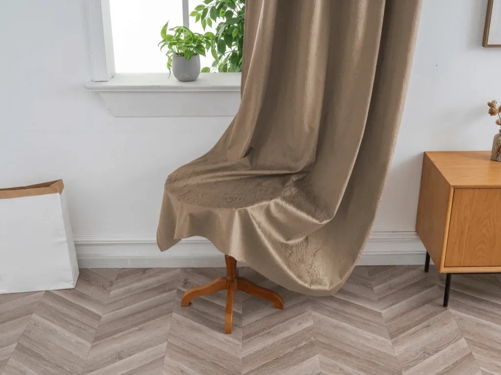 Draperie opaca DUNES VELVET 140x250 cm, bej-maro Agatat: Inele metalice