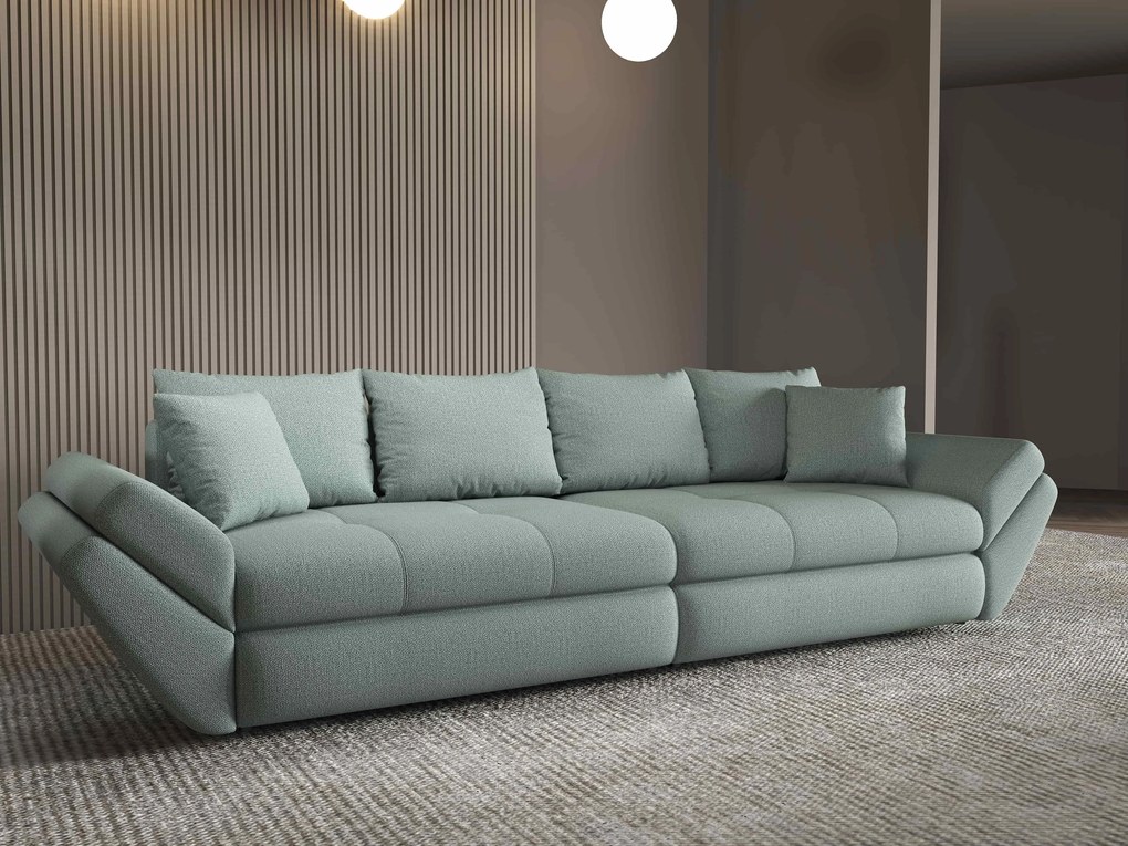 Canapea extensibilă dumonde cu ladă de depozitare si sezut confortabil din spuma high-density, Loana Enjoy Mint 300x100 cm