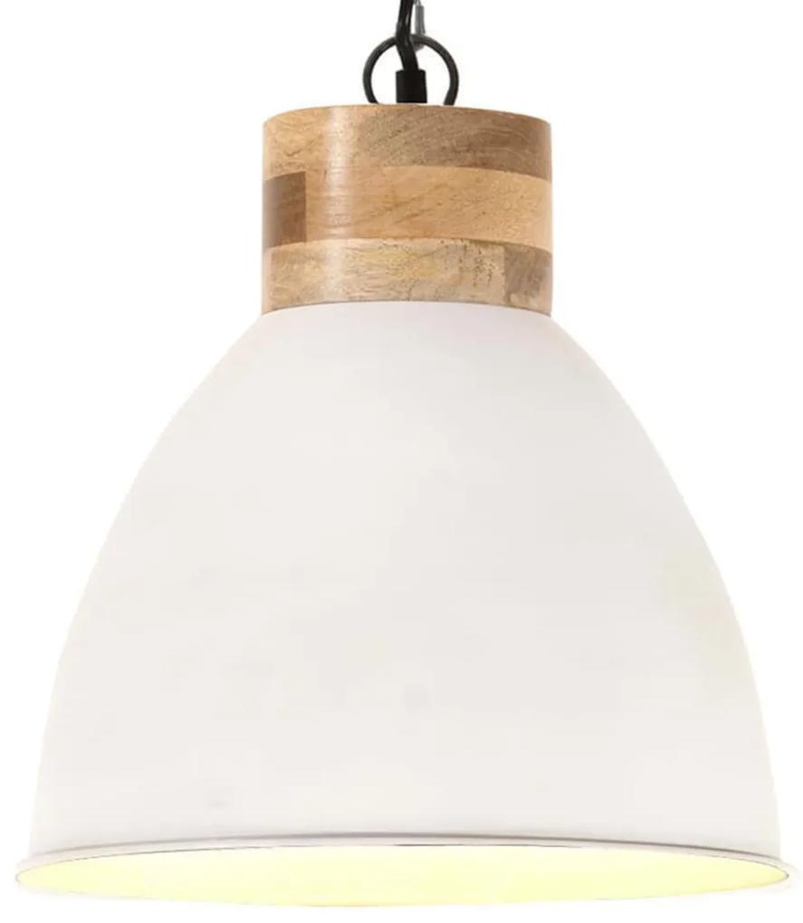 Lampa suspendata industriala, alb, 46 cm, lemn masivfier, E27 1, Alb, 46 cm, Alb