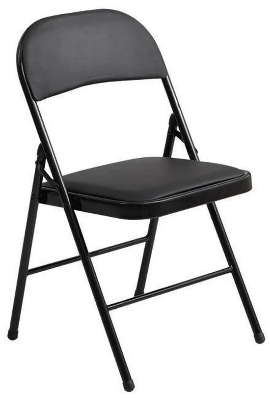 Scaun pliabil pentru living, bucatarie si camping HouseXL™ Black Folding Chair 2900, Dimensiuni 46X47X98 cm, Sezut moale, Design ergonomic, Picioare