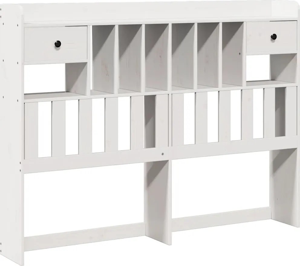 vidaXL Tăblie de pat cu depozitare alb 150 cm lemn masiv de pin