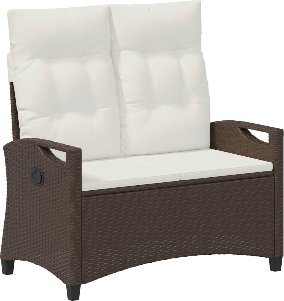 vidaXL Bancă de grădină cu pernă Maro și Crem 105 x 60 x 112 cm