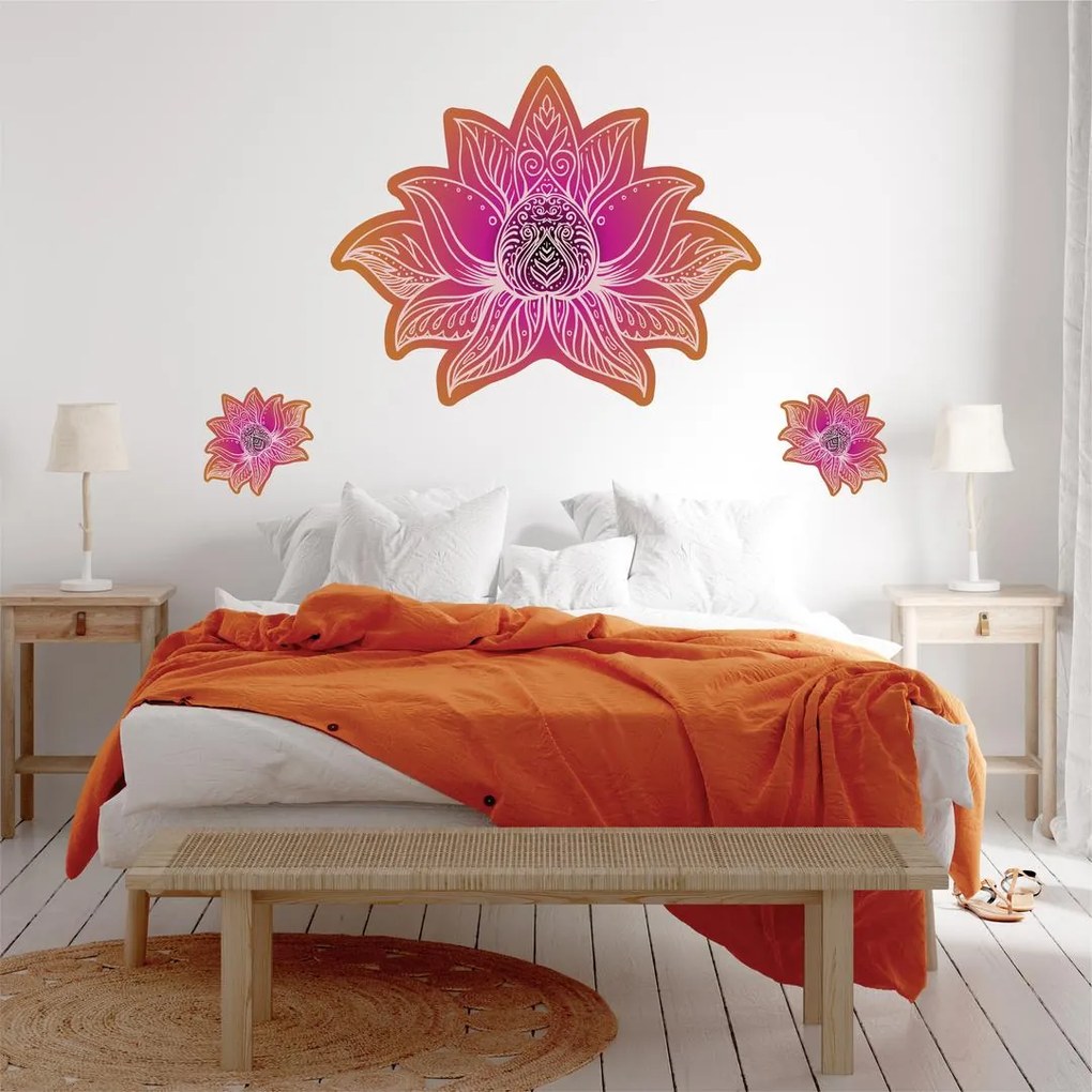 Autocolante de perete - Mandala de lotus fucsia