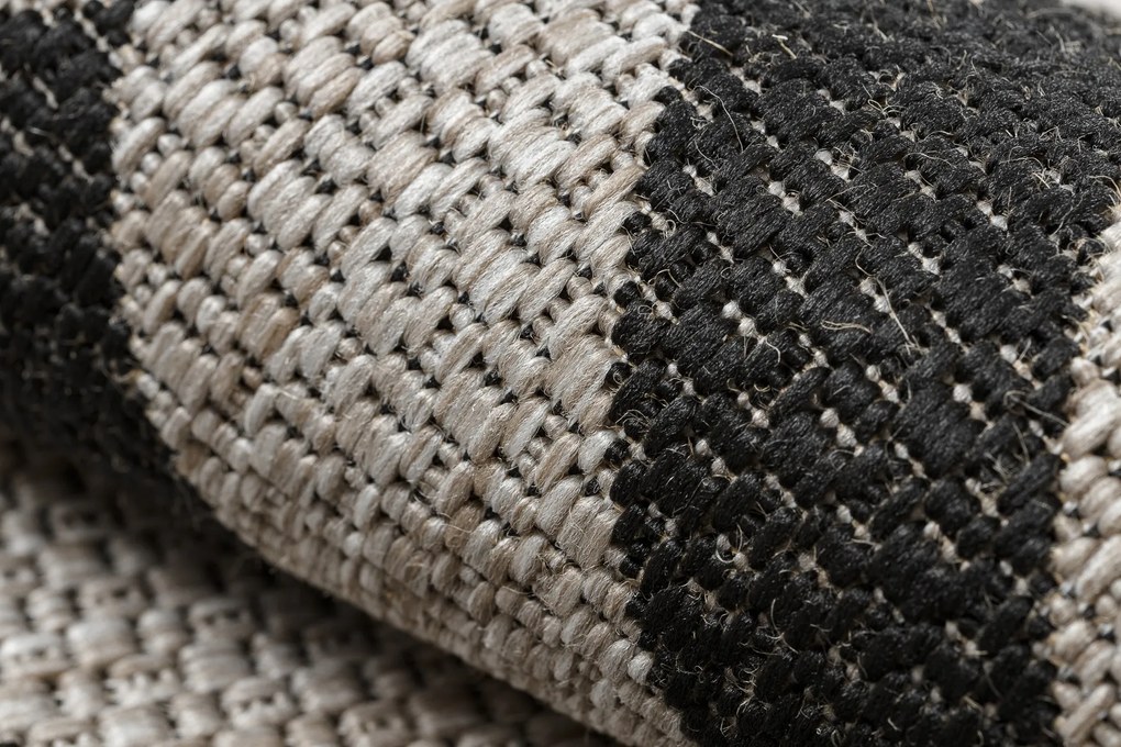 Covor sisal Floorlux 20340 argint si negru Zig Zag