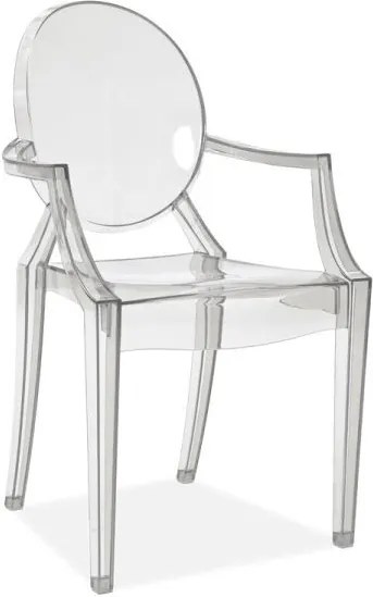 Scaun policarbonat transparent cu brate Luis - H 92 cm