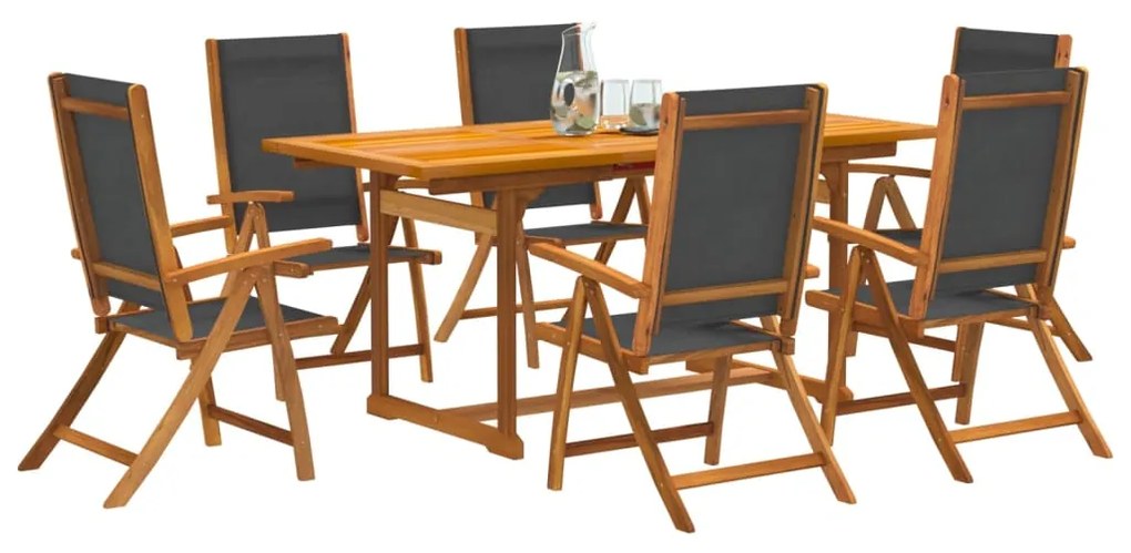 3279269 vidaXL Set mobilier de grădină, 7 piese, lemn masiv acacia/textilenă