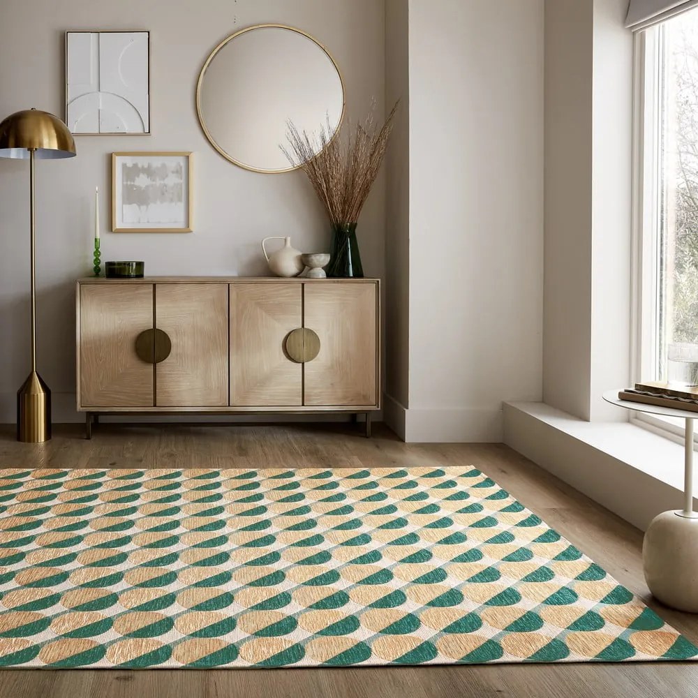 Covor galben/verde 120x170 cm Carlos Circle Geo – Flair Rugs