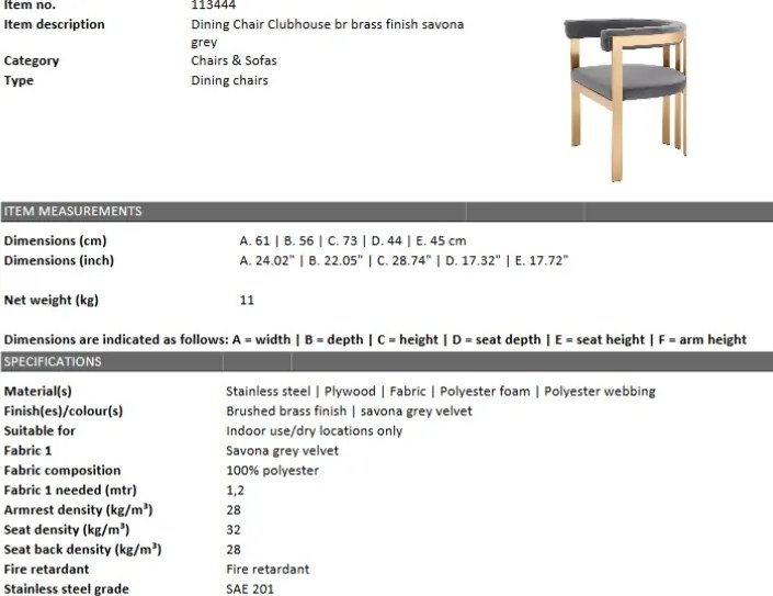 Scaun design elegant LUX Clubhouse gri 113444 HZ