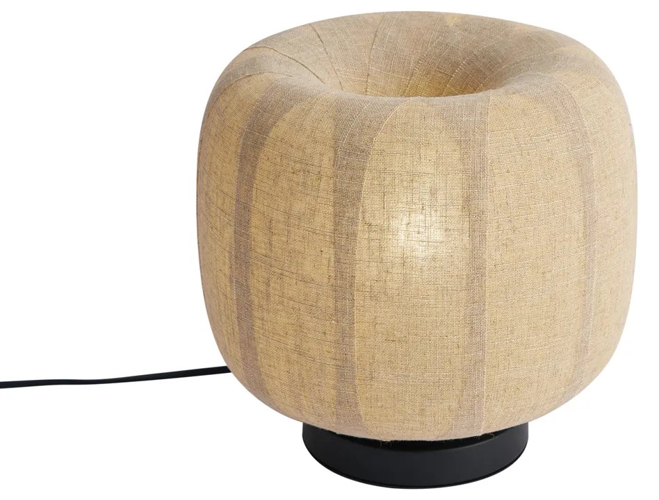 Lampă de masă Japandi neagră cu abajur bej din in 28cm - Nami