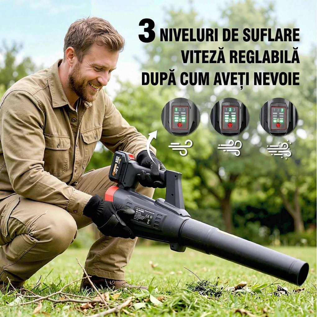 Outsunny Suflător cu Baterie 18V, Suflător de Frunze cu 2 Baterii 4Ah, Motor Brushless 600W, 3 Trepte Viteză 149 km/h, Turbo Boost, 2 Țevi, Încărcător, pentru Grădină Frunze Zăpadă Praful | Aosom Romania