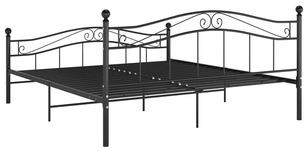 Cadru de pat, negru, 160x200 cm, metal Negru, 160 x 200 cm