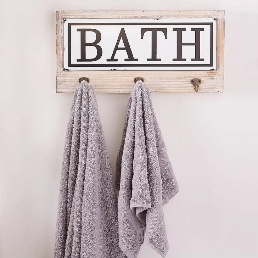 Cuier pentru prosoape cu 3 agatatori Bath Homs 35 x 25 cm, maro rustik